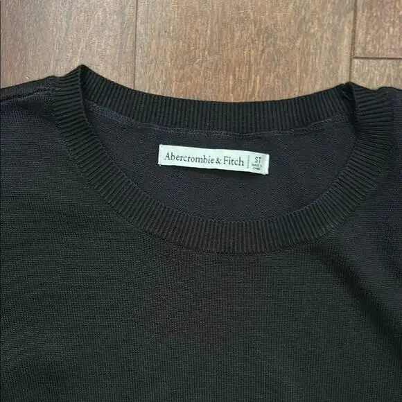 Abercrombie & Fitch Black Long Sleeve Knit Dress, Side Cinched, Size Small Tall - Picture 8 of 9